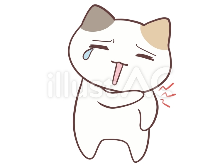 首肩凝りの痛みに悩まされる三毛猫 肩凝り,首こり,痛みのイラスト素材