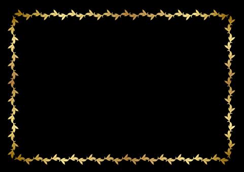 四角いエレガントフレーム2025⓷金黒 エレガント,フレーム,ゴールド,四角,角型,飾り枠,クラシック,デコレーション,葉,ボタニカルのイラスト素材