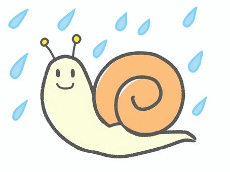 雨とカタツムリ ゆるい カタツムリ,雨,ほほえむ,ゆるい,季節,かわいい,アイコン,生き物,イラスト,6月のイラスト素材
