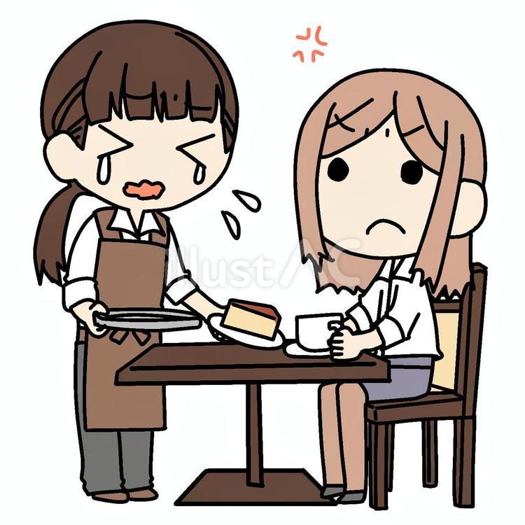 泣く女性店員と怒る女性客 怒る,客,店員のイラスト素材
