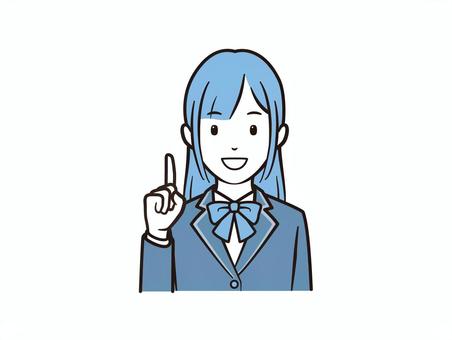 ポイントを伝える笑顔のブレザー女子 学生,女子高生,高校生,指差し,ポイント,ブレザー,リボン,女の子,女性,笑顔のイラスト素材