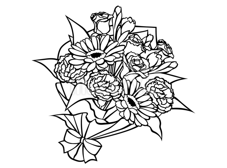 【切り絵図案】花束 花束,ガーベラ,カーネーションのイラスト素材
