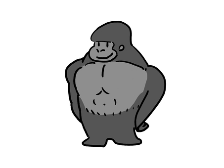 ゴリラ ゴリラ ゴリラ,生き物,哺乳類,猿,森,ジャングル,黒,手描き,シンプル,動物園のイラスト素材