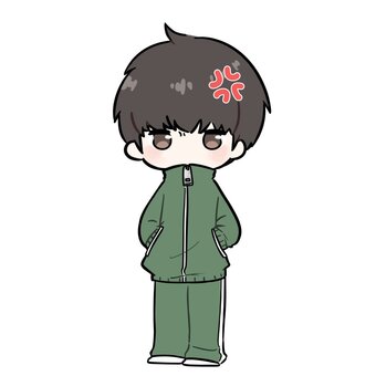 怒るジャージ姿の男の子 ジャージ,ゆるい,ジト目,立ち絵,全身,人,人物,部屋着,運動着,かわいいのイラスト素材