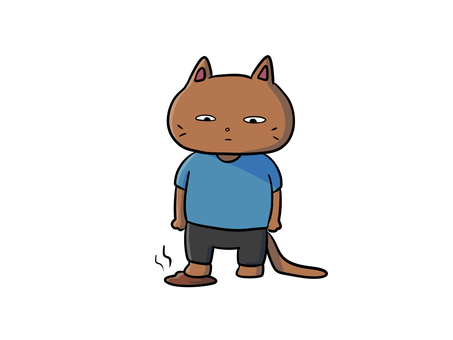 フンを踏んでしまった猫のイラスト フンを踏んでしまった猫のイラスト フン,不運,猫,踏む,悲しい,最悪,手描き,糞のイラスト素材