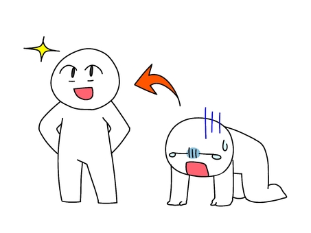 切り替え 切り替え,立ち直り,ポジティブ,上昇志向,やる気,元気,落ち込み,涙,気を取り直す,人物のイラスト素材