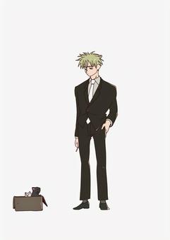 捨て猫に魅了される会社員 捨て猫,猫,会社員,男性,かわいい,動物,オリジナルキャラクターのイラスト素材