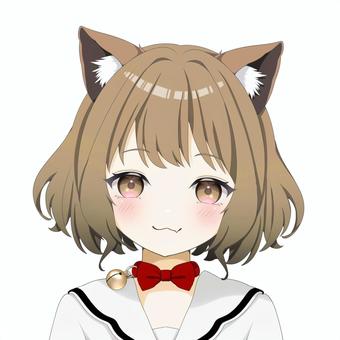 猫耳少女・茶 猫,猫耳,コスプレ,女子,女の子,美少女,萌え,アイコン,かわいい,フリーのイラスト素材