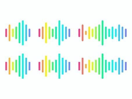 音声波形・音波アイコンセット 音,波,振幅,周波数,音響,音量,アイコン,パーツ,音楽,セットのイラスト素材