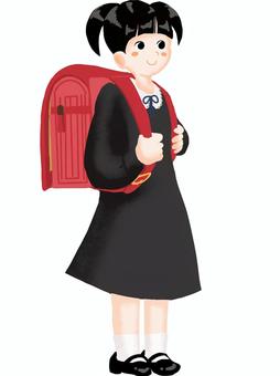 Girl carrying a school bag (admission / graduation), ein mädchen, eine schultasche, geh zur schule, JPG and PNG