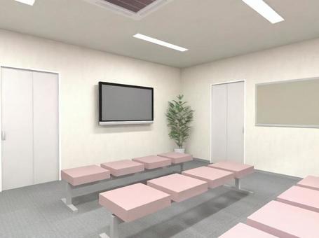 病院の待合室 待合室,クリニック,医院,診療所,外来,診察,テレビ,観葉植物,掲示板,椅子のイラスト素材