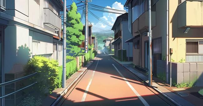 Illustration, residential area, the way, sidewalk, 