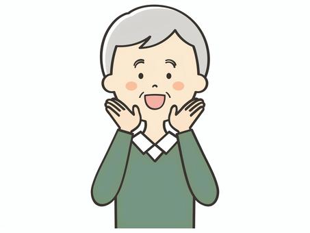呼びかけるおじいさん
