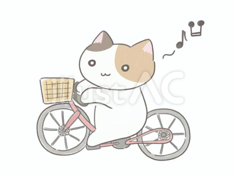 自転車に乗る三毛猫 自転車,サイクリング,猫のイラスト素材