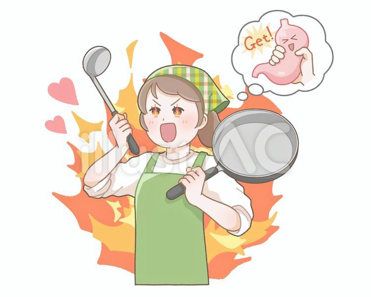 胃袋をつかもうとやる気に燃える女の子 人物,女性,女の子のイラスト素材