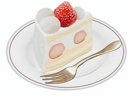 Illustration, strawberry, shortcake, fork, 