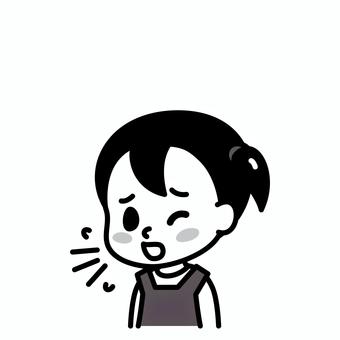 女の子　せき　白黒 子供,せき,白黒,病気,風邪,インフルエンザ,症状,ぜんそく,女の子,幼児のイラスト素材