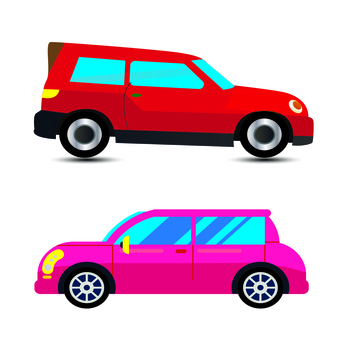 乗り物 108 車,自動車,赤い車,ピンクの車,車両,四輪車,乗り物,タイヤ,窓,ライトのイラスト素材