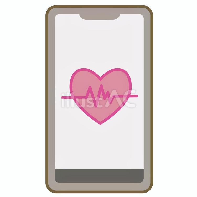 心拍数表示されるスマホ画面 スマートフォン,スマホ,心拍数のイラスト素材