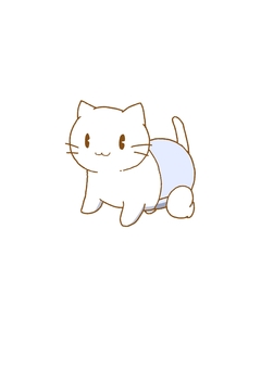 Illustration, cat, baby, a diaper, 