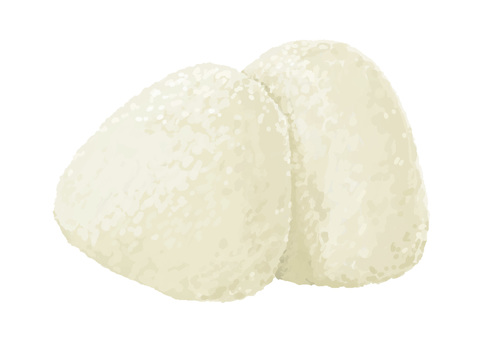 リアルな塩むすび リアルな塩むすび 塩むすび,おにぎり,三角,海苔なし,米,リアル,手描き,立体的,2個,並ぶのイラスト素材