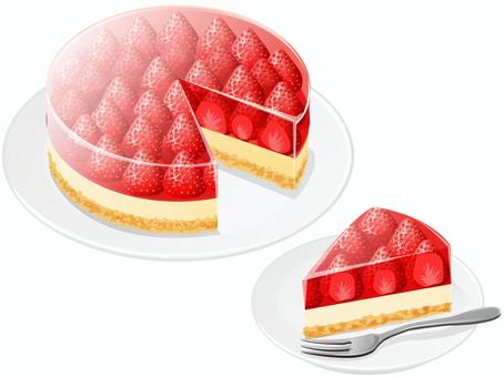 イチゴゼリーレアチーズケーキ3 チーズケーキ,ケーキ,イチゴ,ゼリー,スイーツ,料理,食べ物,チーズ,クッキー,皿のイラスト素材