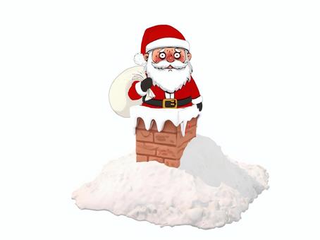 冬のクリスマスで煙突に嵌るサンタクロース クリスマス,冬,サンタクロース,煙突,雪,年末,袋,帽子のイラスト素材