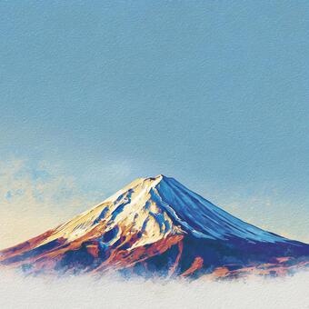 Illustration, fuji mountain, new year's card, japanese style, 