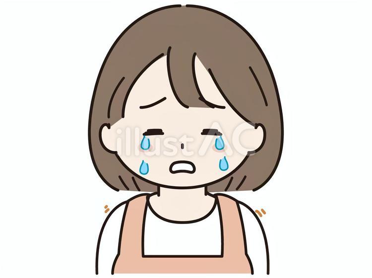 泣く主婦さん 主婦,泣く,悲しいのイラスト素材