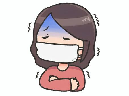 一個因感冒而感到寒冷的女人, JPG 和 PNG 一個因感冒而感到寒冷的女人, 女子, 寒意, 可愛的, JPG 和 PNG