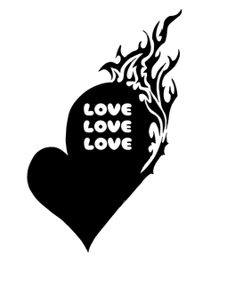 バレンタイン・LOVEハート バレンタイン,トライバル,ハート,燃える,loveのイラスト素材