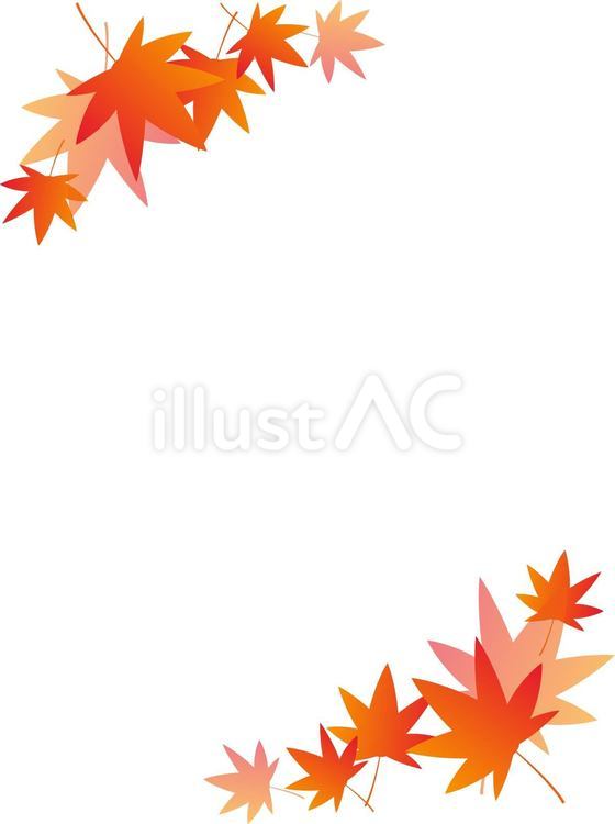 紅葉　フレーム　03　縦 秋,紅葉,もみじのイラスト素材