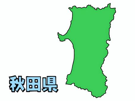 少しゆるい秋田県地図 書き文字 秋田県,秋田,県,地図,東北,ゆるい,手描き,線画,緑,日本のイラスト素材