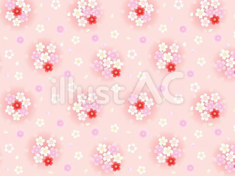 和風桜と雪輪パターン 桜,さくら,サクラのイラスト素材