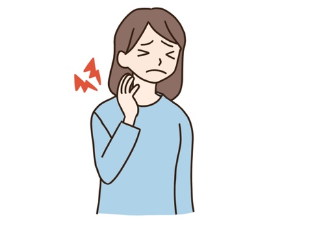 首を痛めた女性　シンプルイラスト シンプル,怪我,女性,捻挫,若い,首,痛める,手描き,素材,イラストのイラスト素材