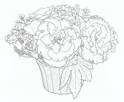 生花の塗り絵 塗り絵,白,花,生花,フラワーアレジメント,植物のイラスト素材