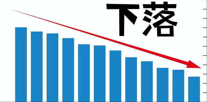 データ下降　 データ,集計,統計,下降,下向き,グラフ,漢字,サンプルのイラスト素材