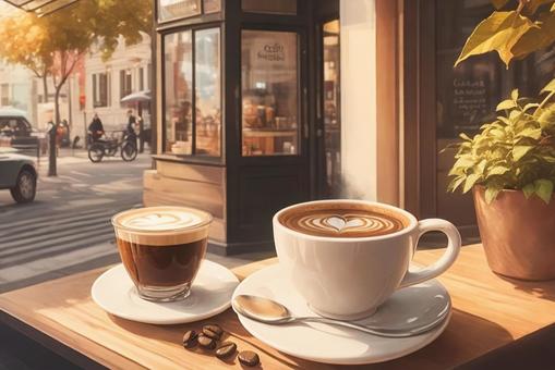 Illustration, coffee, cafe, a coffee shop, 