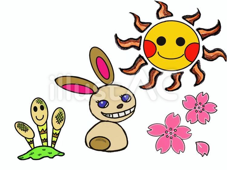 春とウサギ 春,ウサギ,桜のイラスト素材