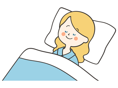 眠っている白人女性 眠る,睡眠,寝る,就寝,昼寝,寝落ち,おやすみ,休憩,休息,安眠のイラスト素材