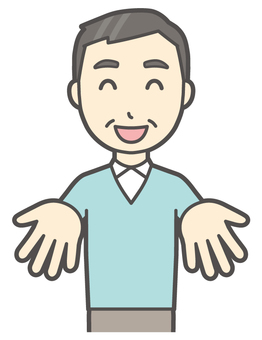 ニット中年男性-019-バスト  ニット中年男性-019-バスト ください,おじさん,男性,中年,お父さん,パパ,シニア,ミドルエイジ,人物,かわいいのイラスト素材