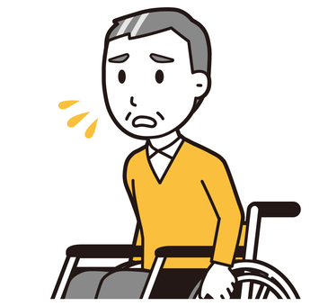  ニット中年男性(黄)-323-バスト 車いす,慌てる,おじさん,男性,中年,お父さん,パパ,シニア,ミドルエイジ,人物のイラスト素材