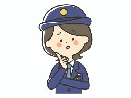 悩む女性警察官 困る,不安,悩む,考える,迷う,推理,警察,警察官,警官,女性警察官のイラスト素材