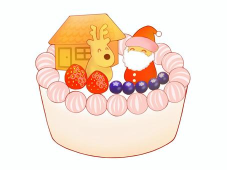 クリスマスケーキ クリスマスケーキ,クリスマス,ケーキ,デコレーションケーキ,苺,クリスマス・イヴ,生クリーム,ホイップ,クッキー,サンタクロースのイラスト素材