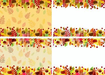 紅葉とどんぐり背景4種セット透過アリ