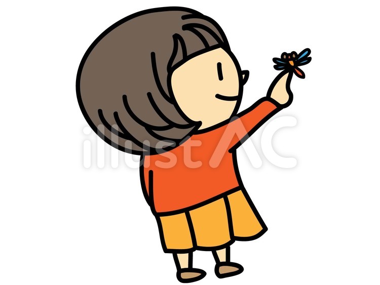 とんぼと女の子 とんぼ,トンボ,トンボと遊ぶのイラスト素材