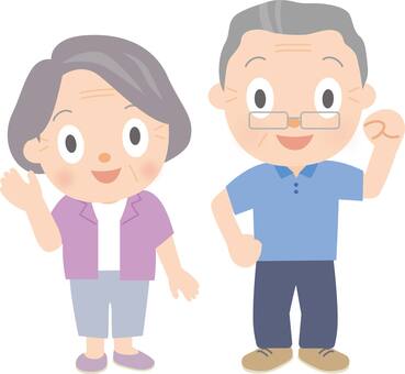 元気なお年寄り お年寄り,シルバー,老人,おじいちゃん,おばあちゃん,笑顔,元気,老夫婦,シニアのイラスト素材