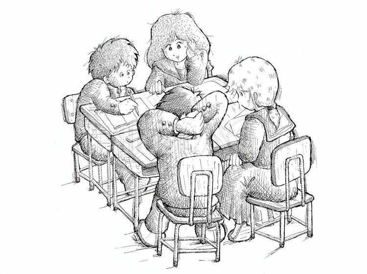 学習資料用イラスト（挿絵）0045 中学生,男子,女子のイラスト素材