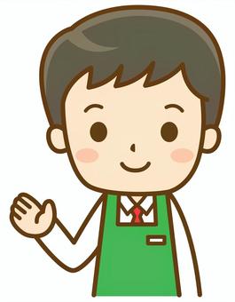 エプロン姿の男性店員 スーパー,スーパーマーケット,店員,店長,従業員,スタッフ,エプロン,男性,仕事,働くのイラスト素材