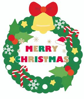 クリスマスリース・装飾 クリスマスリース,リース,装飾,飾り,装飾品,冬,パーティグッズ,グッズ,ステッキ,ストライプのイラスト素材